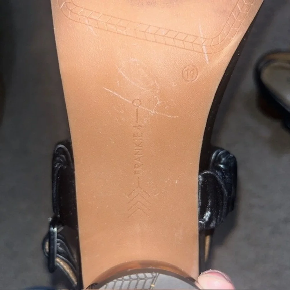 FRANKIE4 Mollie Sandals Croc Embossed‎ Ruched Tortoise Heel Black 11